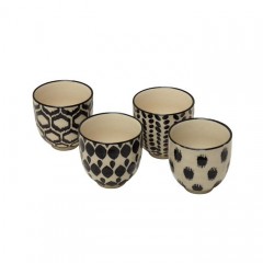 CUPS EXPRESSO Q BLACK AND WHITE SET OF 4 